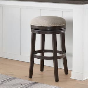 Clara 29 in. Dark Brown Rubberwood Backless Swivel Bar Height Stool with Cushioned Seat