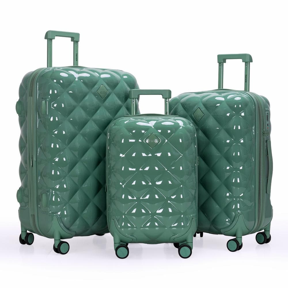 Kensie 3 Piece Basil Green Expandable ABS PC Hardside Luggage Set with 360 Spinner Wheels KN P2003 EX 440 The Home Depot