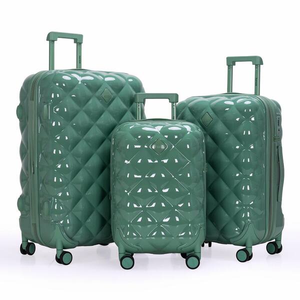 Kensie 3 Piece Basil Green Expandable ABS PC Hardside Luggage Set with 360 Spinner Wheels KN P2003 EX 440