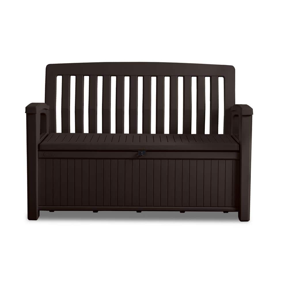 Brown Resin Outdoor Patio Storage Bench with 60 Gallon Capacity