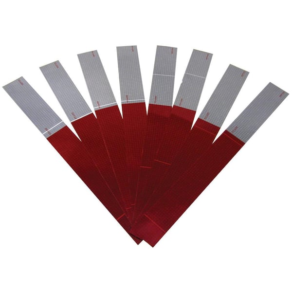 PETERSON Reflective Marking Tape Strip - 2 in. Red/White 8-Strip Kit