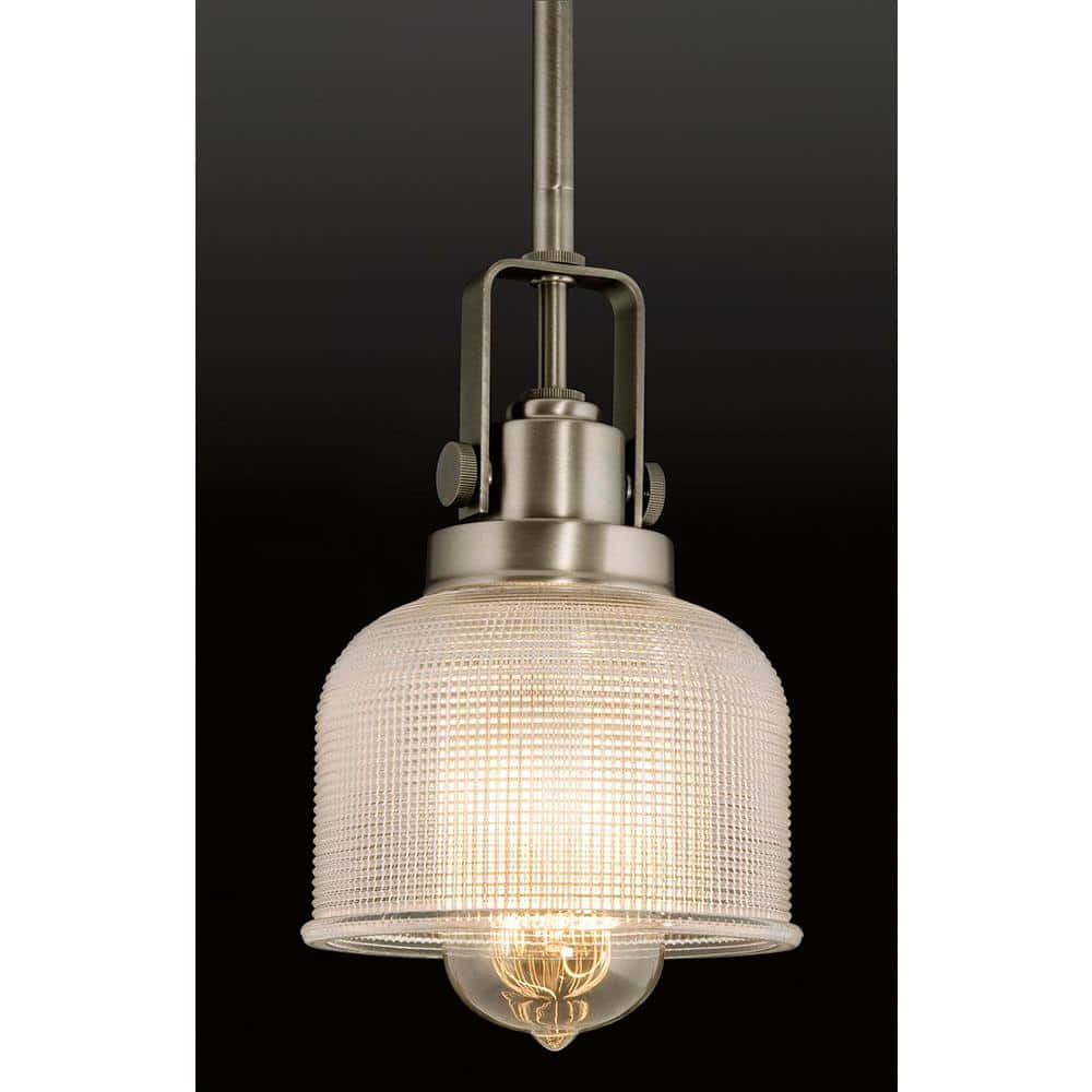Archie Collection 5-3/4 in. 1-Light Antique Nickel Coastal Mini Pendant with Clear Prismatic Glass for Kitchens price history on PriceWatchPro