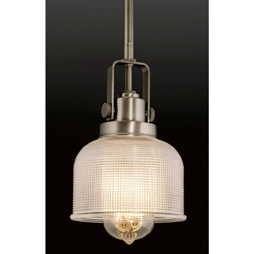 Nickel Mini Prismatic Glass Bowl Pendant Light