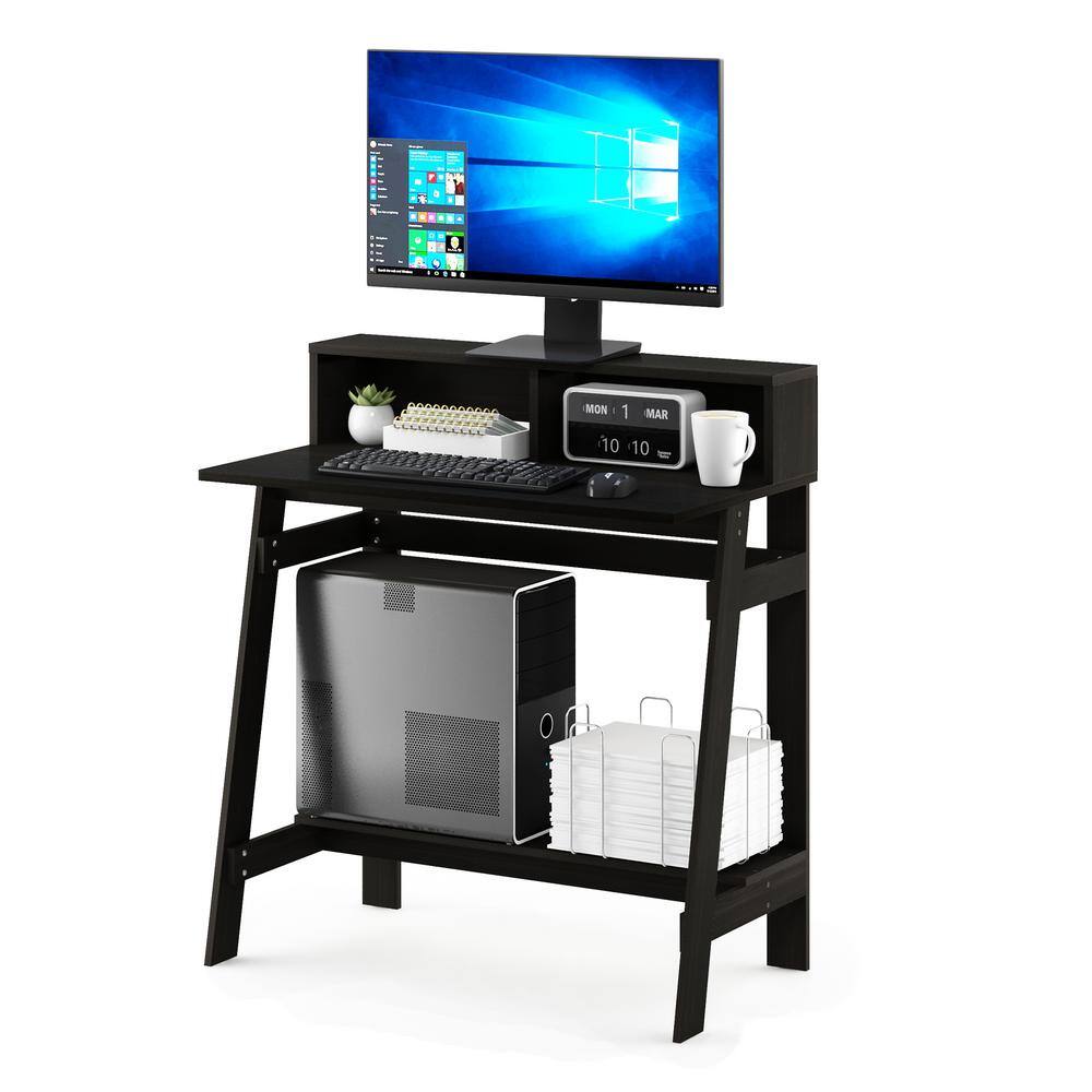 Espresso A-Frame Computer Desk with Hutch and Drawer