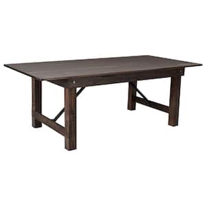Rustic Mahogany Wood 4 Leg Dining Table (Seats 8)