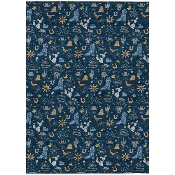 Chantille Machine Washable Indoor/Outdoor Abstract ACN2562 Navy 5 ft. x 7 ft. 6 in. Area Rug