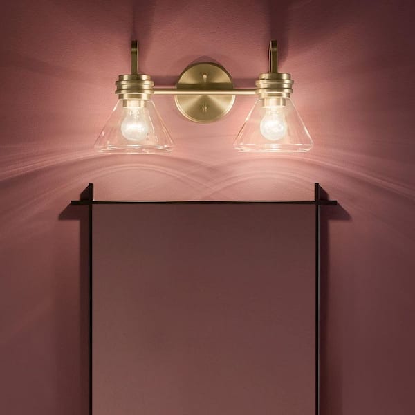 Farum 19.25 in. 2-Light Vanity Light with Clear Glass in Champagne Bronze