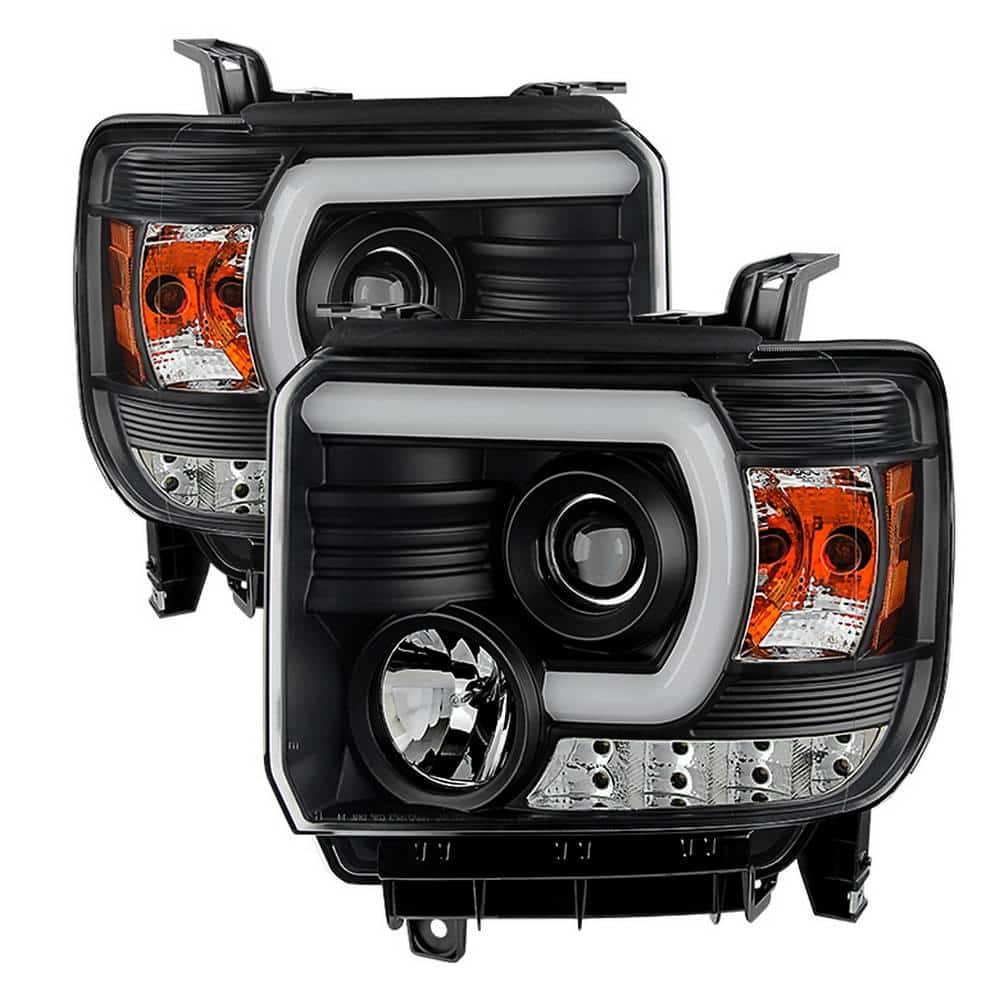 GMC Sierra 1500/2500HD/3500HD 14-15 (compatible on models w/factory LED ) Projector Headlights - Light Bar DRL - Black price history on PriceWatchPro