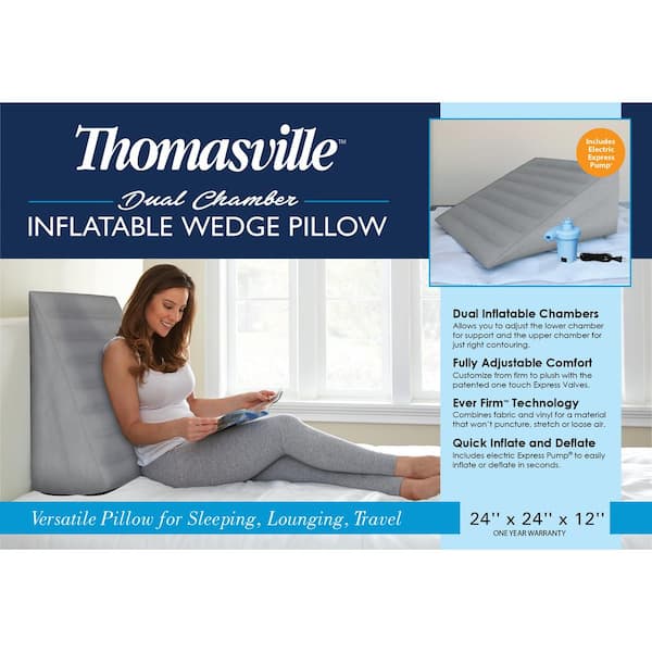 Thomasville Inflatable Adjustable Dual Chamber Air Wedge Pillow with  Patented Electric Pump and Auto Seal Valve TVAPW3 - The Home Depot