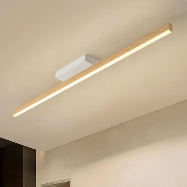 Victoria 39.3 in. 22-Watt Farmhouse Brown Linear Long Strip Dimmable Integrated LED Vanity Light/Flush Mount Light