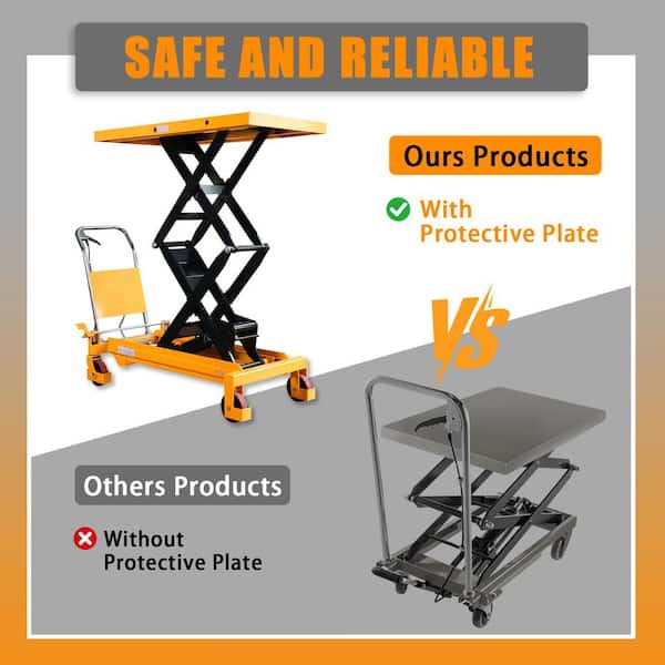 Heavy Duty 59 in. Hydraulic Double Scissor Lift Table 1760 lbs. Manual Lift Platform 48 x 24 in.