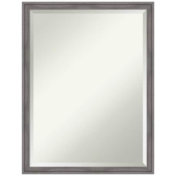 Amanti Art Florence Grey 19.75 in. x 25.75 in. Beveled Casual Rectangle Framed Bathroom Wall Mirror in Gray