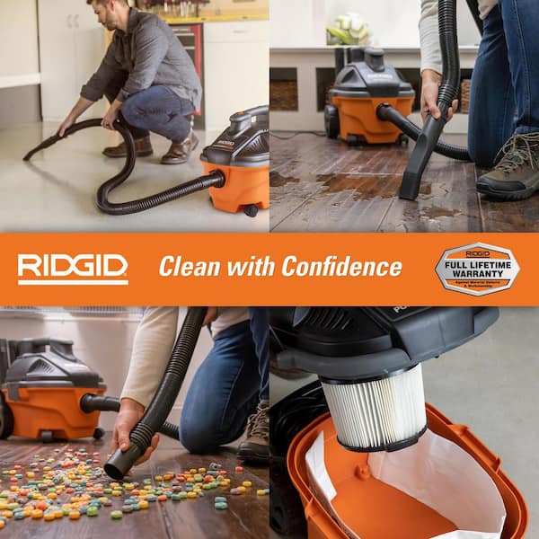 4 Gal. 5.0 Peak HP Portable Shop Vacuum Wet Dry Vac with Fine Dust Filter, Dust Bags, Hose and Attachments WD4070D