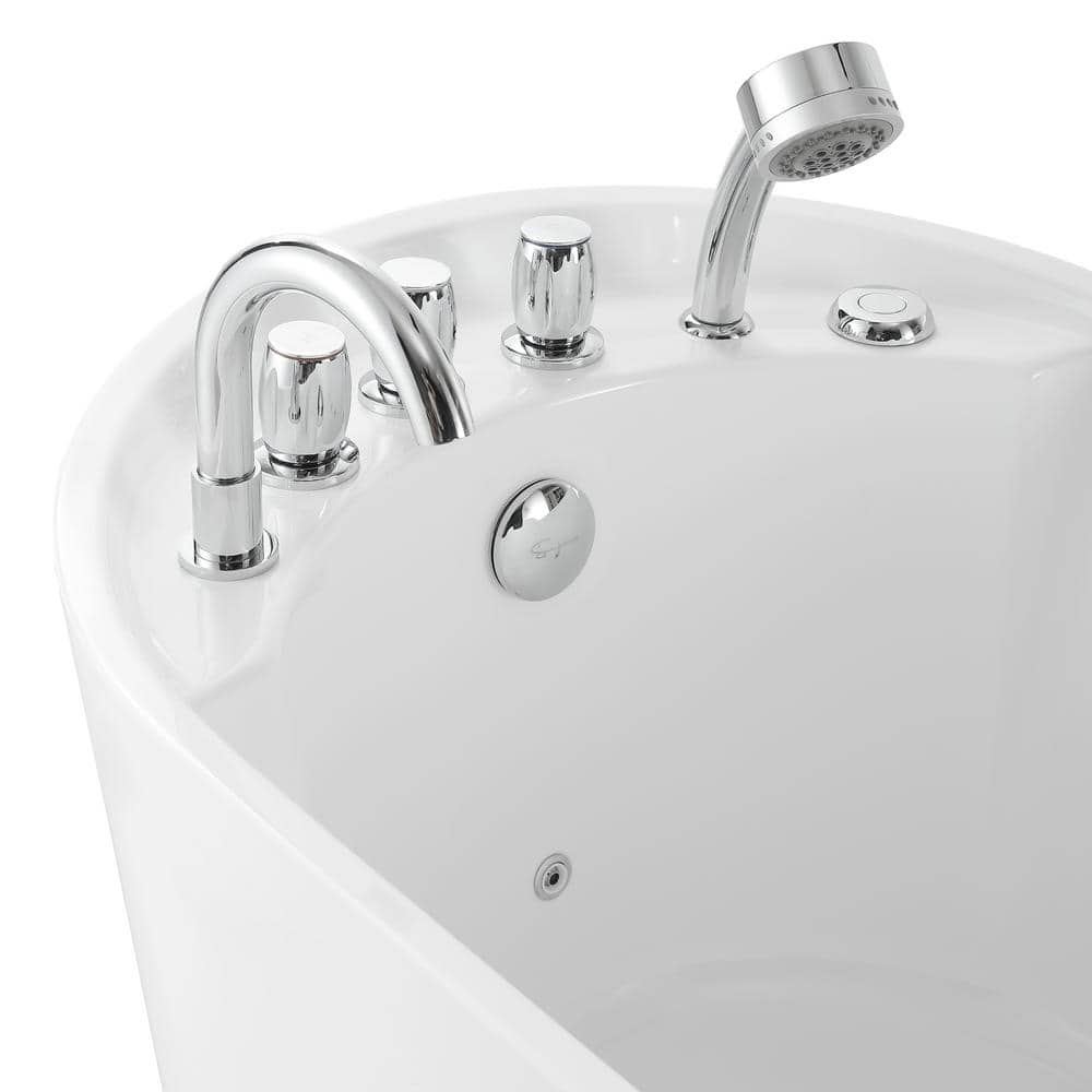 67'' White Freestanding Acrylic Whirlpool Bathtub with Faucet
