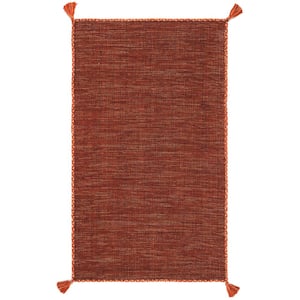 Montauk Orange/Black Doormat 2 ft. x 3 ft. Solid Color Striped Area Rug