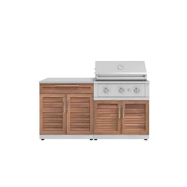 NewAge Products Grove 4-Piece 65 in. W x 47.5 in. H x 24 in. D Outdoor Kitchen Cabinet Set with Countertop