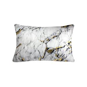 Precious Metals White and Marble Graphic Polyester 14 in. x 20 in. Throw Pillow