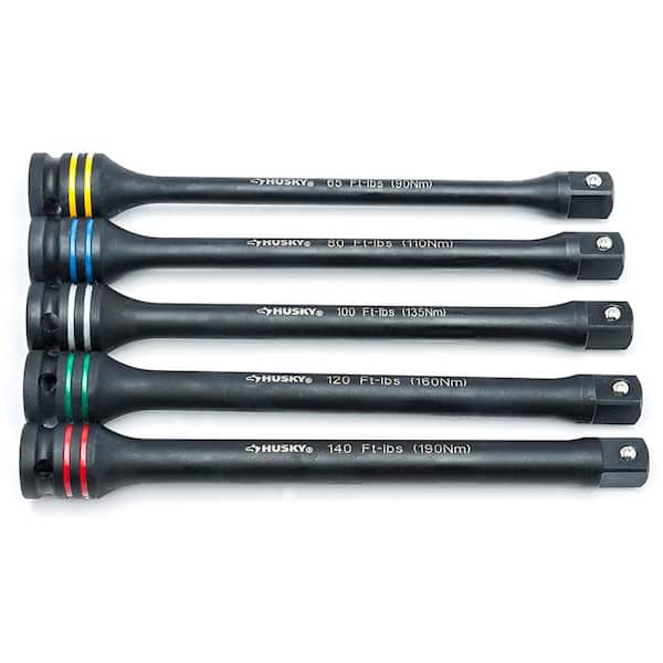 Husky - 65-140 ft. lbs. Torque Limiting Impact Extension Bar Set (5-Piece)