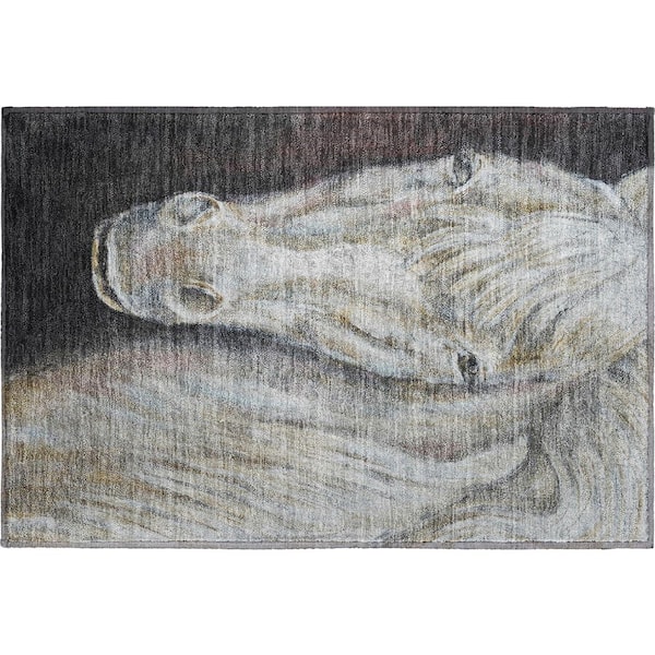 Mayfield Premium Machine Washable Abstract AMF2080 Ivory 2 ft. x 3 ft. Accent Rug