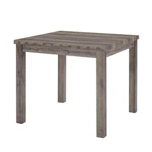 Farmhouse 42 in. W Rural Log Wood Counter Height 4-Legs Dining Table with Square Top and Nail Head Trim Seats 4