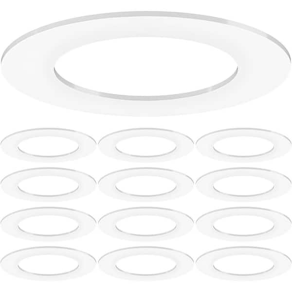 BIBIVIS 4 in. White Goof Rings for Recessed Light Fixture Living Room Can Light Goof Trim Ring, Flush Mount (12-Pack)