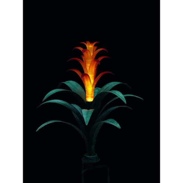 Hampton Bay Bromeliad Brown and Green Plant Solar Integrated LED Light