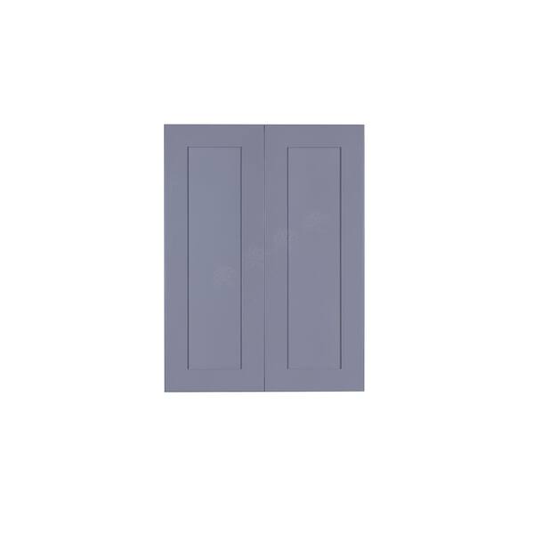 LIFEART CABINETRY Lancaster Gray Plywood Shaker Stock Assembled Wall Glass Door Kitchen Cabinet 21 in. W x 36 in. H x 12 in. D