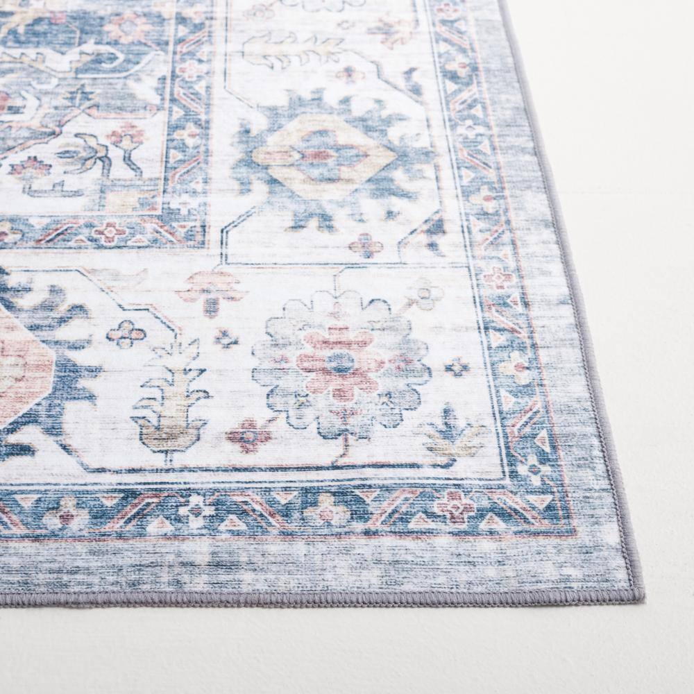 Arizona Light Blue/Ivory 4' x 6' Machine Washable Area Rug