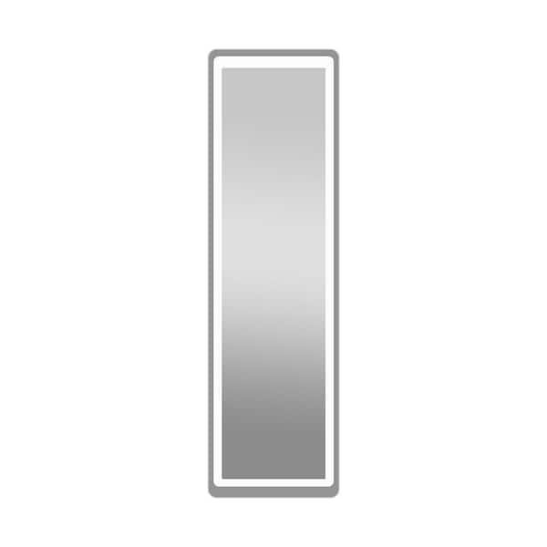 COWLOWN 16 in. W x 60 in. H Rectangular Framed Wall Bathroom Vanity Mirror in Black with Stand, LED Lights