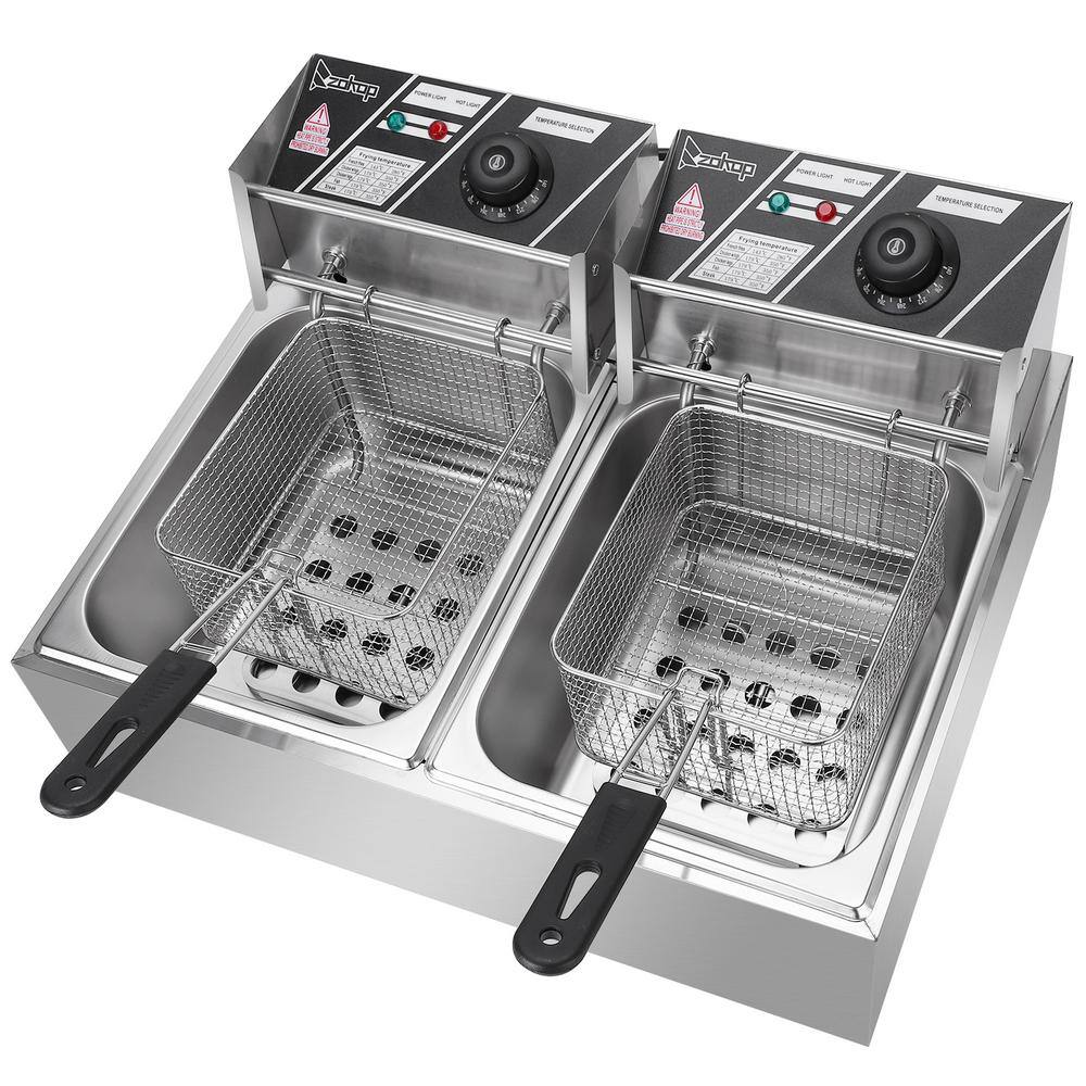 12.7QT Stainless Steel Dual Basket Electric Deep Fryer