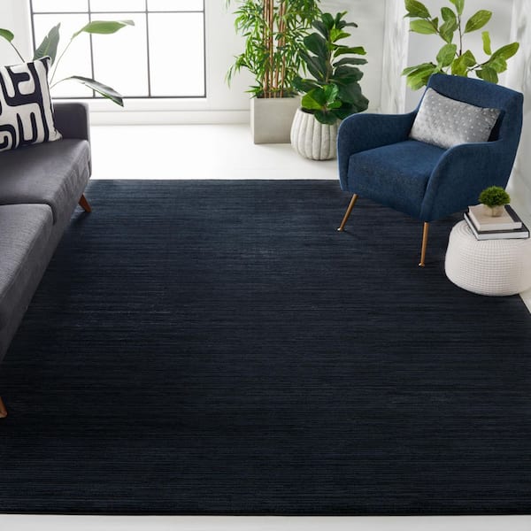 Vision Black 10 ft. x 10 ft. Solid Marle Square Area Rug