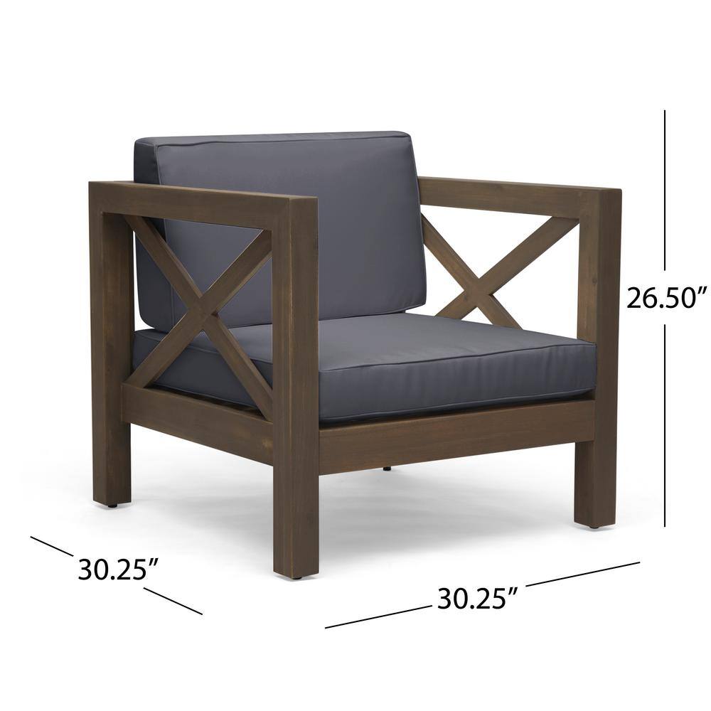 Mid-Century Modern Acacia Wood Lounge Chair in Gray
