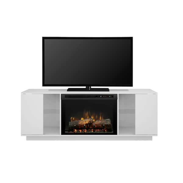 Dimplex Flex Lex 64 in. Freestanding Electric Fireplace TV Stand Media Console in White