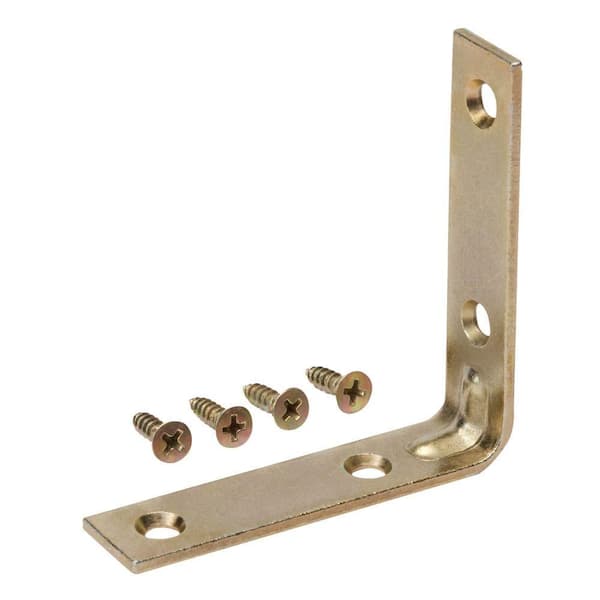 Everbilt (8-Pack) 3 in. Satin Brass Corner Brace