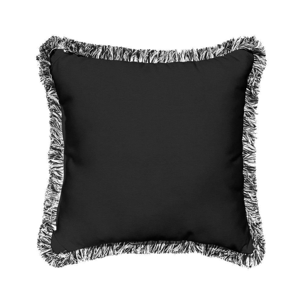 Sorra Home Sunbrella Canvas Black Outdoor Fringe Throw Pillows