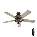 Hunter Donegan 52 in. LED Indoor Onyx Bengal Bronze Ceiling Fan with 3 ...