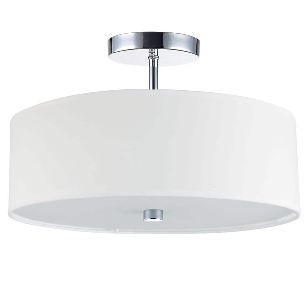 Everly 14.25 in. 3-Light Polished Chrome Transitional Semi-Flush Mount with