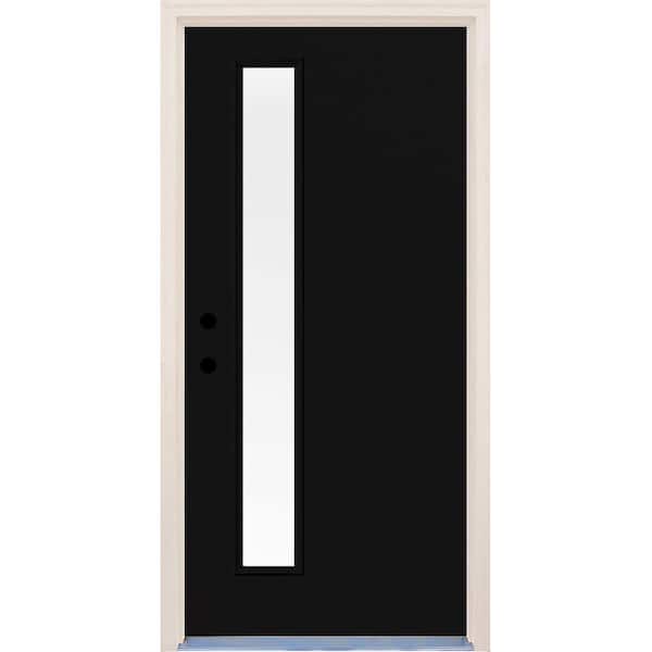 Builders Choice 36 in. x 80 in. Inkwell Right-Hand 1 Lite Clear Glass Painted Fiberglass Prehung Front Door with Brickmould