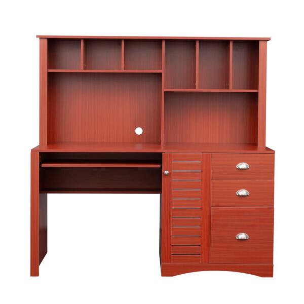 red desk with drawers