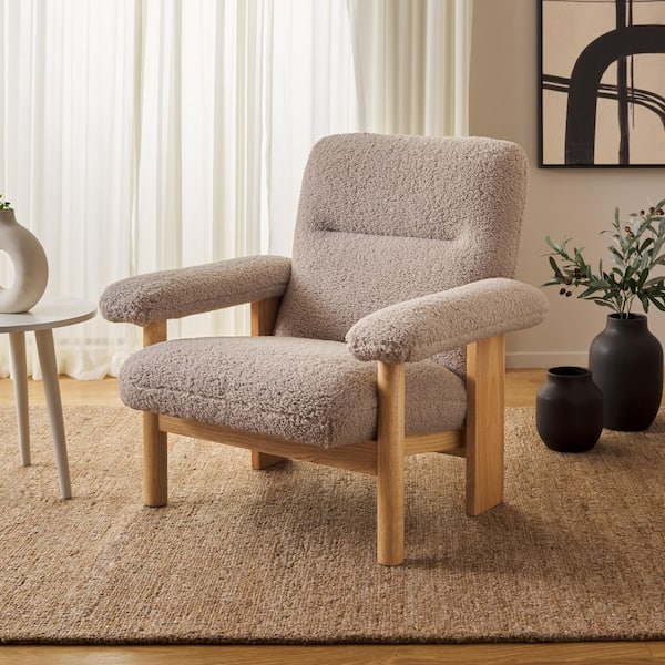 Attwell Natural/Beige Boucle Upholstered Reclined Side Chair