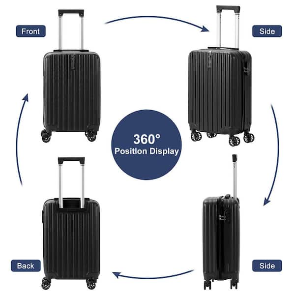 HIKOLAYAE 2 Piece PP Black Hardside Spinner Luggage Set with