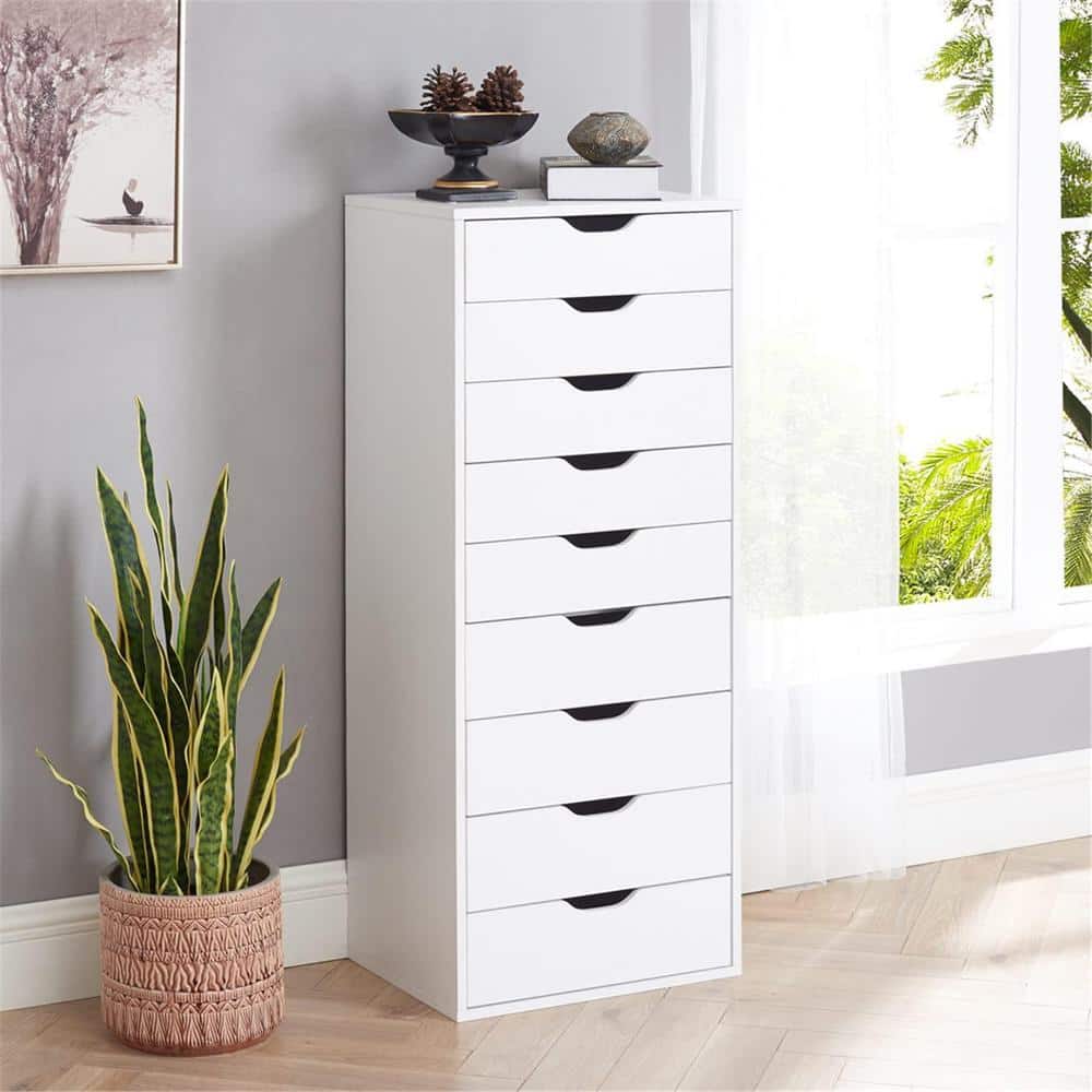Reviews for HOMESTOCK 9Drawer, White Wood Storage Dresser 18.