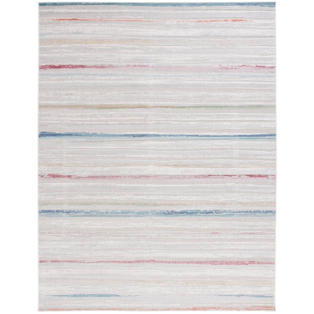 Cabana Red Aqua/Ivory 8 ft. x 10 ft. High-Low Striped Indoor/Outdoor Area Rug price history on PriceWatchPro