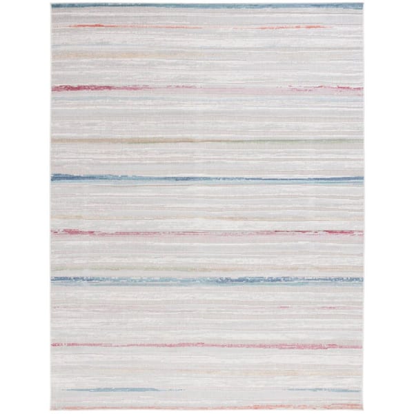 Cabana Red Aqua/Ivory 9 ft. x 12 ft. High-Low Striped Indoor/Outdoor Area Rug