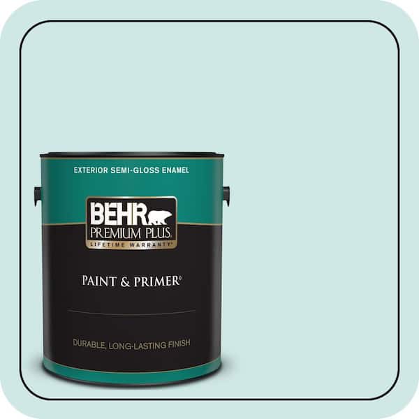 BEHR PREMIUM PLUS 1 gal. Home Decorators Collection #HDC-WR14-5 Icicle Mint Semi-Gloss Enamel Exterior Paint & Primer