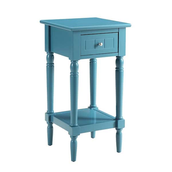 Convenience Concepts French Country 14 in. W x 28 in. H Blue Square Wood Khloe End Table with Drawer