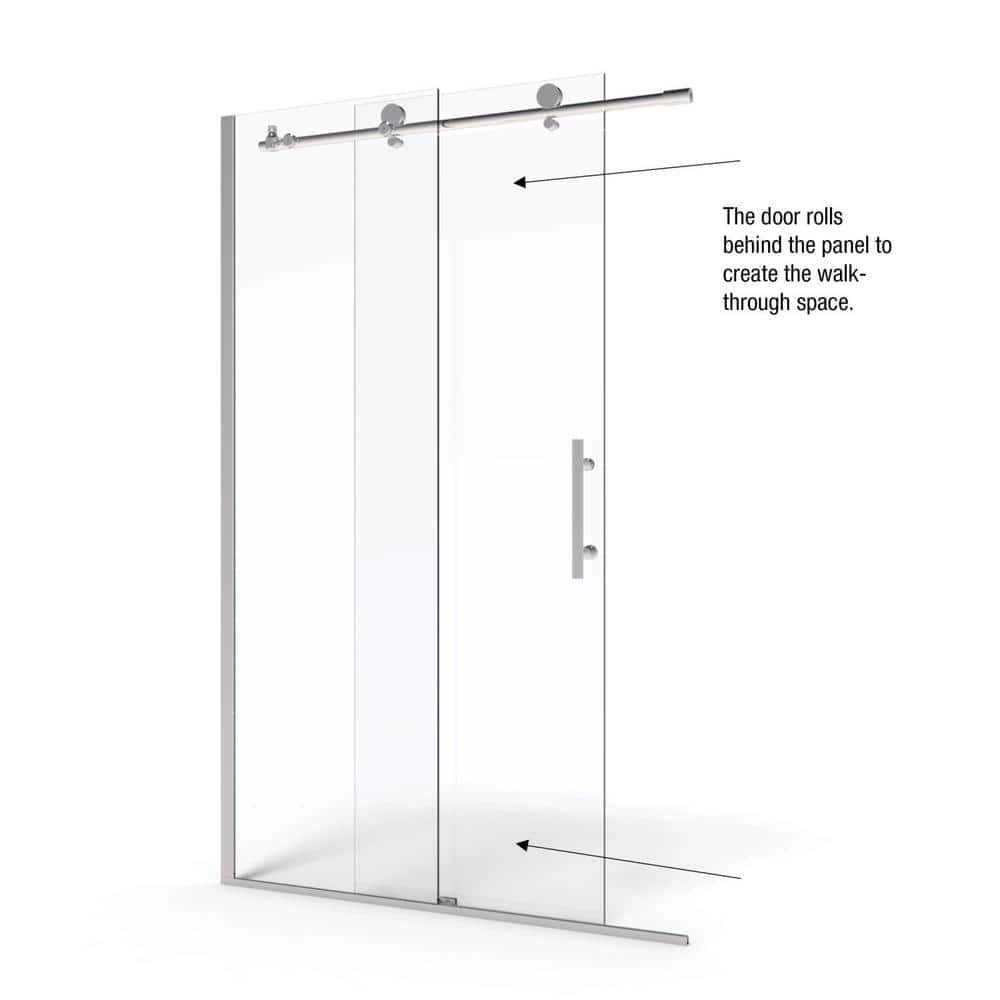 Vinesse 59" x 76" Frameless Chrome Sliding Shower Door