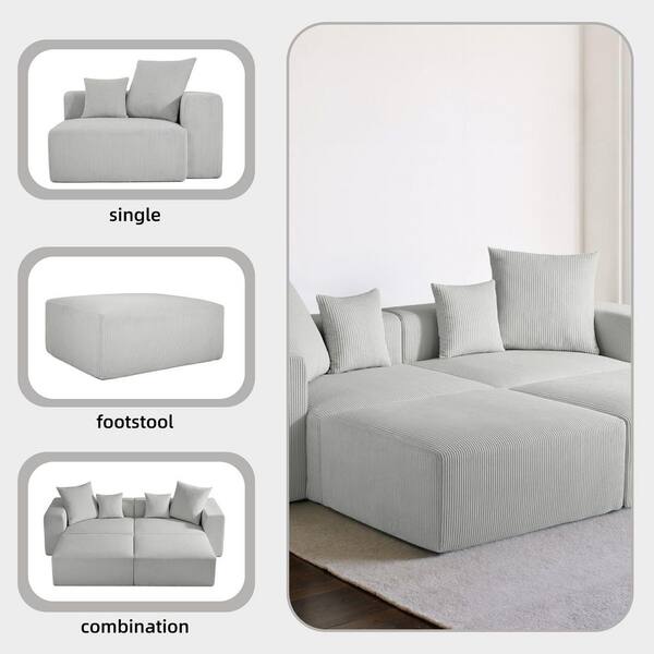 Uixe 103.93 in. Square Arm 4-Piece Corduroy Rectangle Sectional