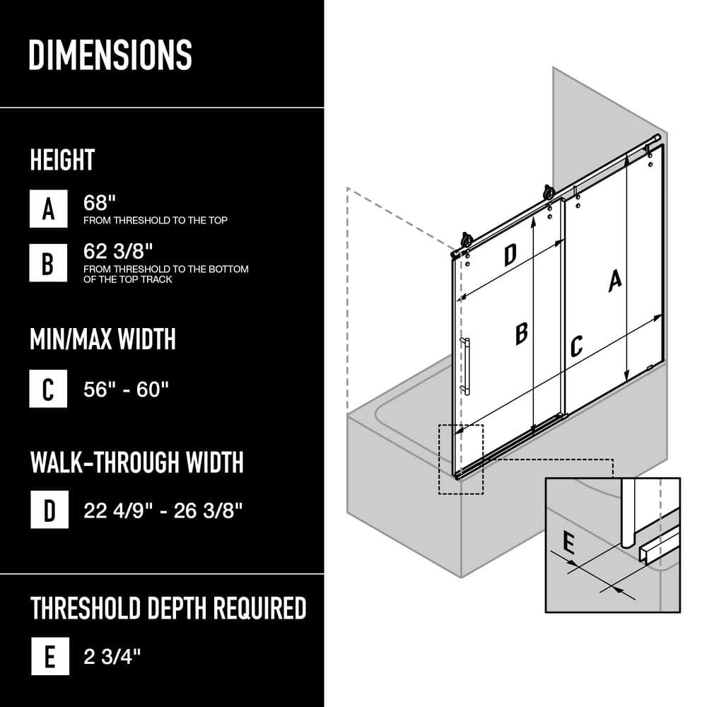 Hamilton Matte Brushed Gold Frameless Sliding Tub Door