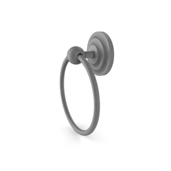 Allied Brass Que New Collection Wall Mounted Towel Ring in Matte Gray